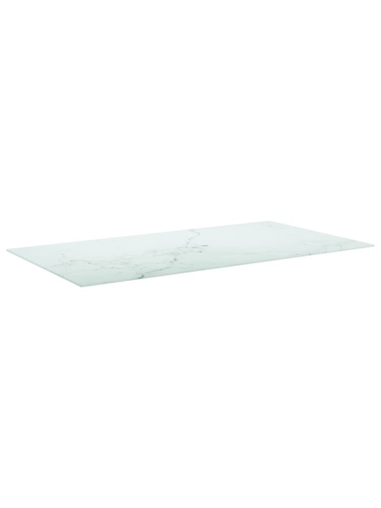Stolní deska bílá 120x65 cm 8 mm tvrzené sklo mramorový design