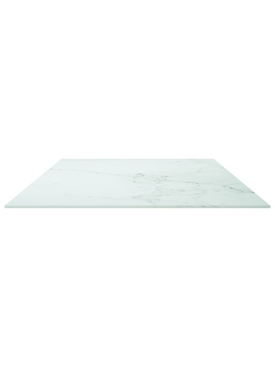 Stolní deska bílá 120x65 cm 8 mm tvrzené sklo mramorový design