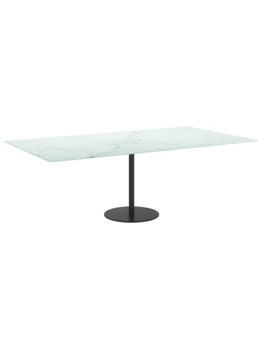 Stolní deska bílá 120x65 cm 8 mm tvrzené sklo mramorový design