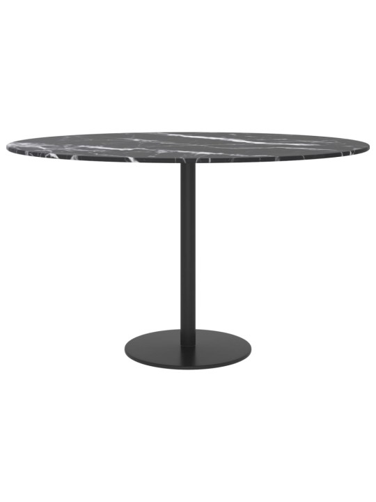 Stolní deska černá Ø 70 x 0,8 cm tvrzené sklo mramorový design