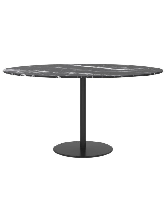 Stolní deska černá Ø 80 x 1 cm tvrzené sklo mramorový design