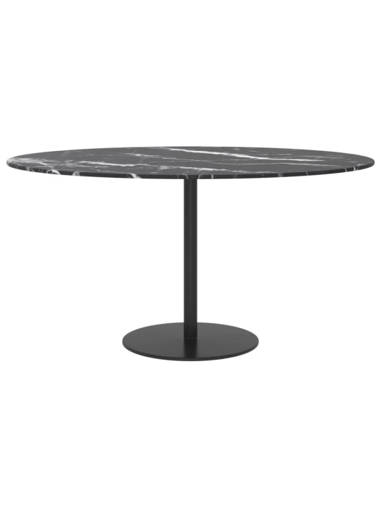 Stolní deska černá Ø 80 x 1 cm tvrzené sklo mramorový design