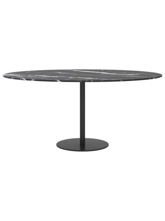 Stolní deska černá Ø 90 x 1 cm tvrzené sklo mramorový design