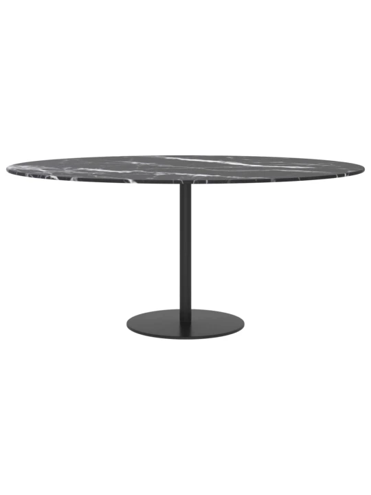 Stolní deska černá Ø 90 x 1 cm tvrzené sklo mramorový design