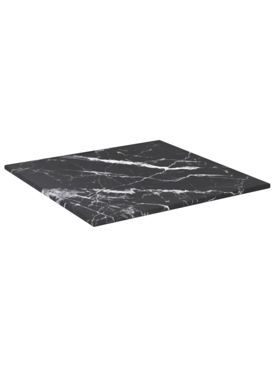 Stolní deska černá 30x30 cm 6 mm tvrzené sklo mramorový design