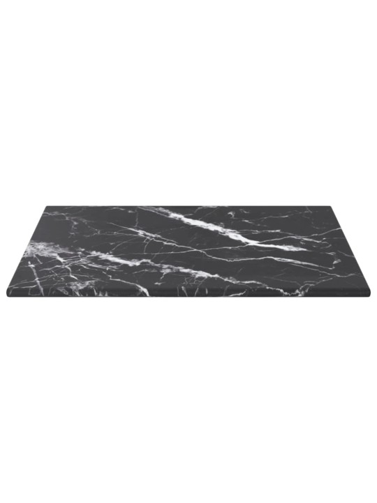 Stolní deska černá 30x30 cm 6 mm tvrzené sklo mramorový design