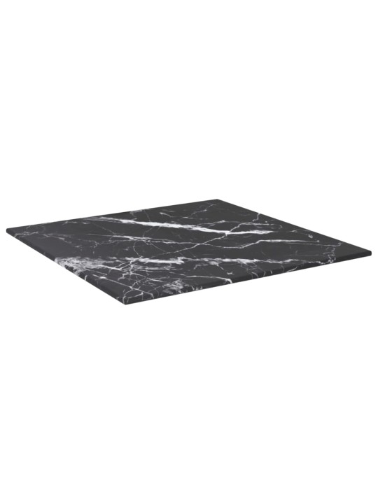 Stolní deska černá 40x40 cm 6 mm tvrzené sklo mramorový design