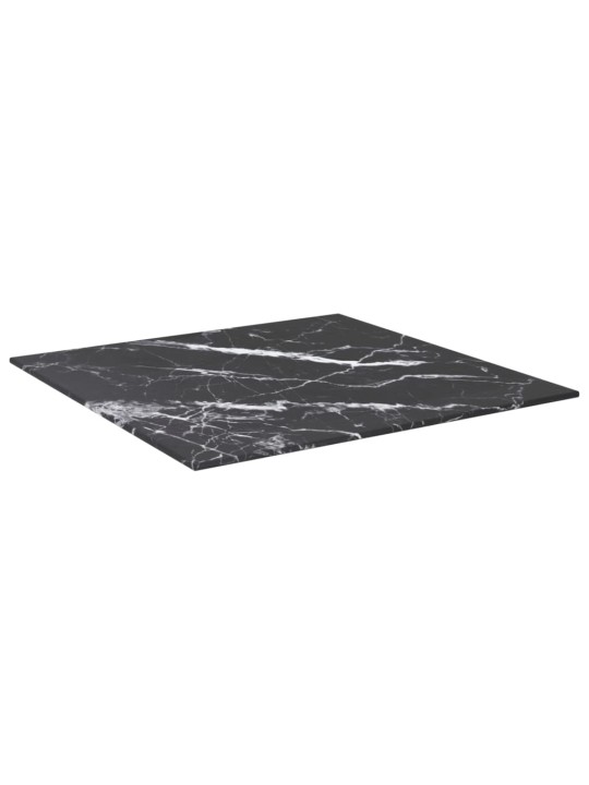Stolní deska černá 50x50 cm 6 mm tvrzené sklo mramorový design