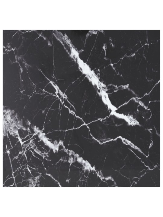 Stolní deska černá 80x80 cm 6 mm tvrzené sklo mramorový design
