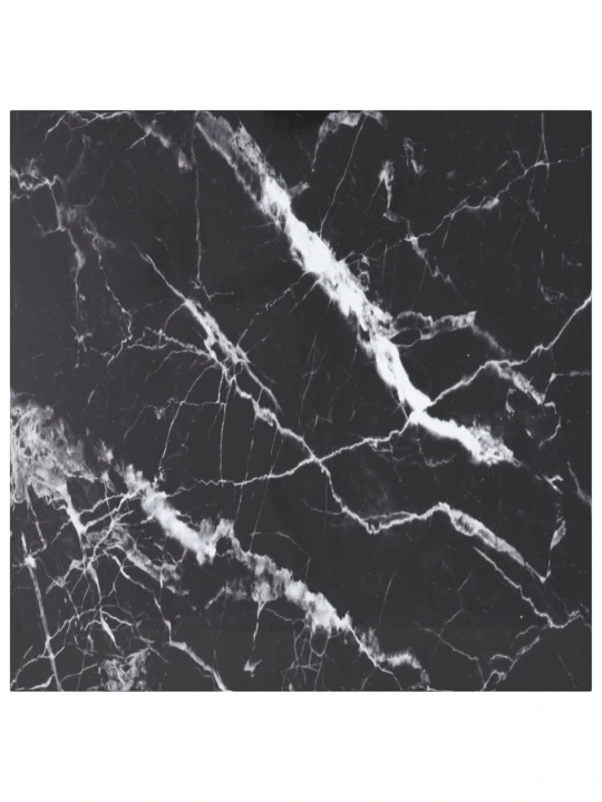 Stolní deska černá 80x80 cm 6 mm tvrzené sklo mramorový design
