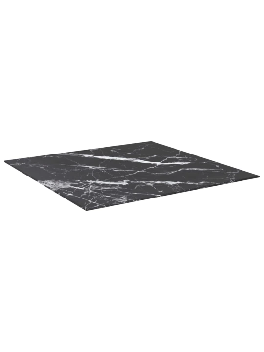 Stolní deska černá 80x80 cm 6 mm tvrzené sklo mramorový design