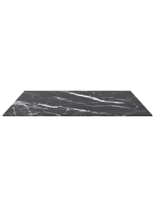 Stolní deska černá 80x80 cm 6 mm tvrzené sklo mramorový design