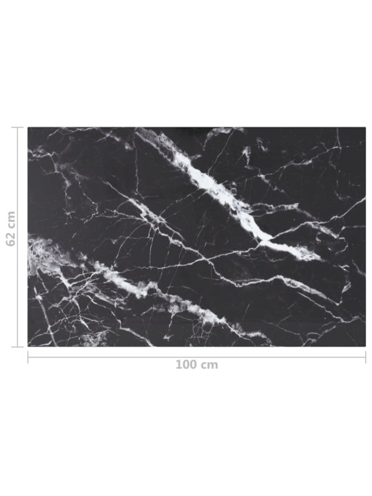 Stolní deska černá 100x62 cm 8 mm tvrzené sklo mramorový design
