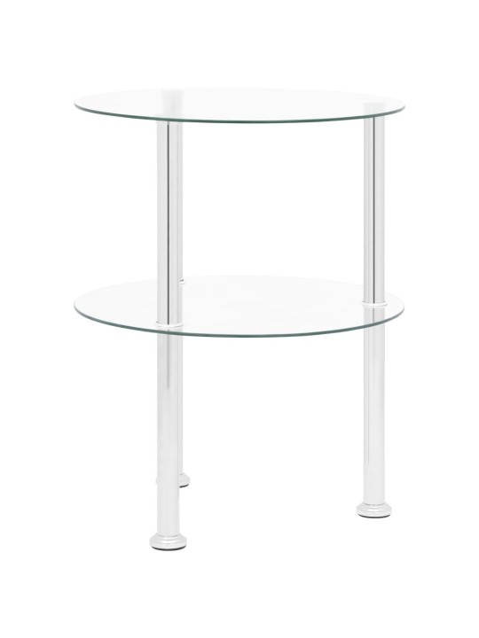 2patrový odkládací stolek průhledný 38 cm tvrzené sklo