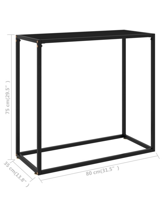 Konzolový stolek černý 80 x 35 x 75 cm tvrzené sklo