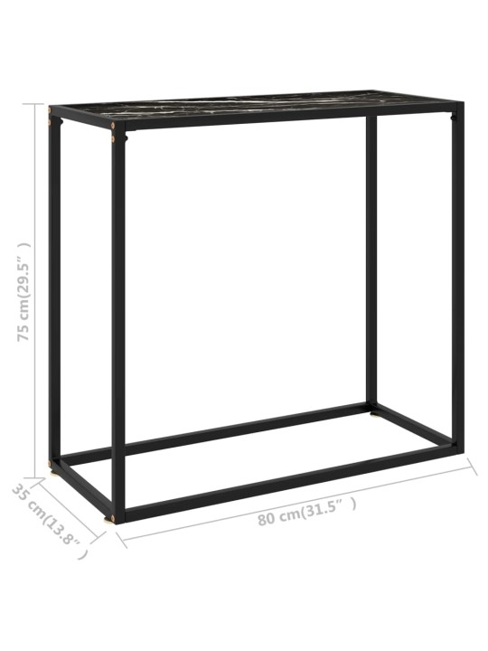 Konzolový stolek černý 80 x 35 x 75 cm tvrzené sklo