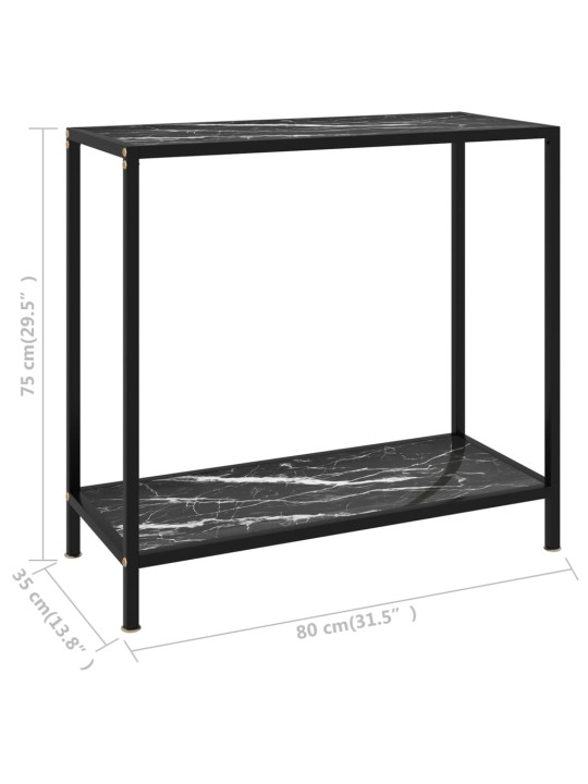 Konzolový stolek černý 80 x 35 x 75 cm tvrzené sklo