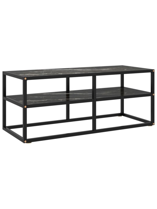 TV stolek černý s černým mramorovým sklem 100 x 40 x 40 cm