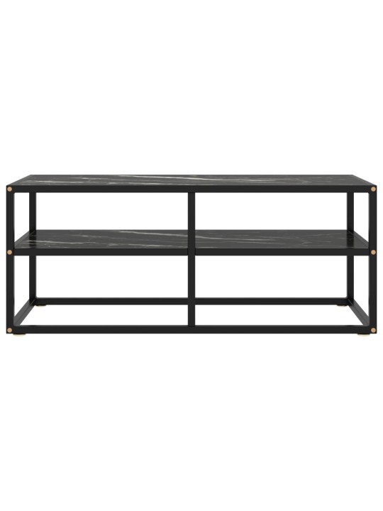 TV stolek černý s černým mramorovým sklem 100 x 40 x 40 cm