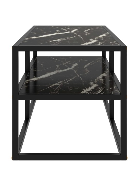 TV stolek černý s černým mramorovým sklem 100 x 40 x 40 cm