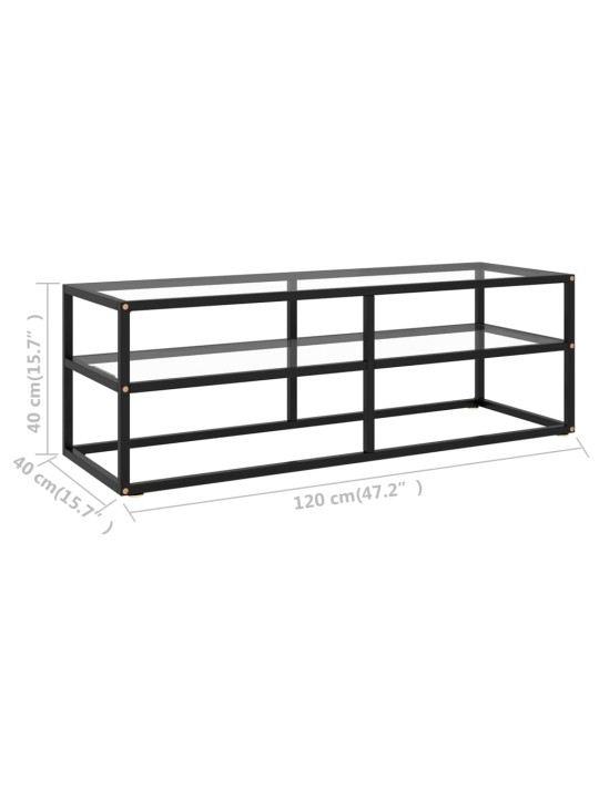 TV stolek černý s tvrzeným sklem 120 x 40 x 40 cm