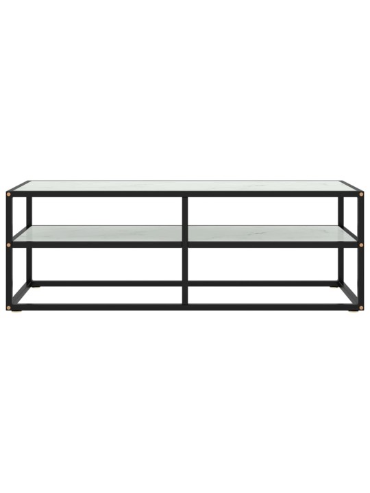 TV stolek černý s bílým mramorovým sklem 120 x 40 x 40 cm