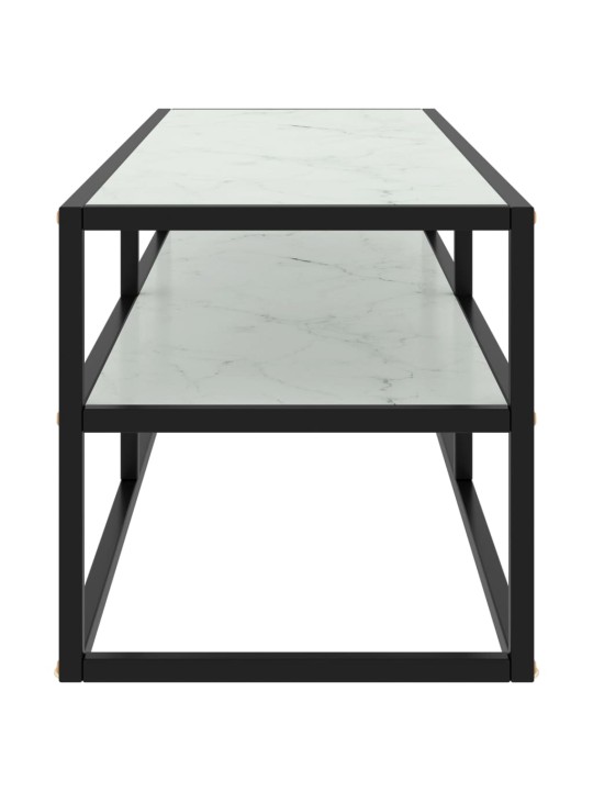 TV stolek černý s bílým mramorovým sklem 120 x 40 x 40 cm
