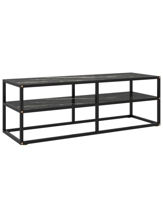 TV stolek černý s černým mramorovým sklem 120 x 40 x 40 cm