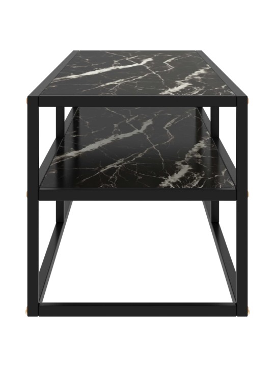 TV stolek černý s černým mramorovým sklem 120 x 40 x 40 cm