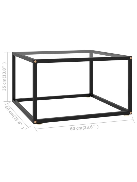 Konferenční stolek černý s tvrzeným sklem 60 x 60 x 35 cm