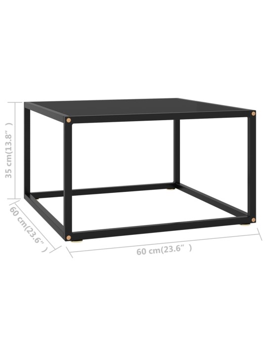 Konferenční stolek černý s černým sklem 60 x 60 x 35 cm