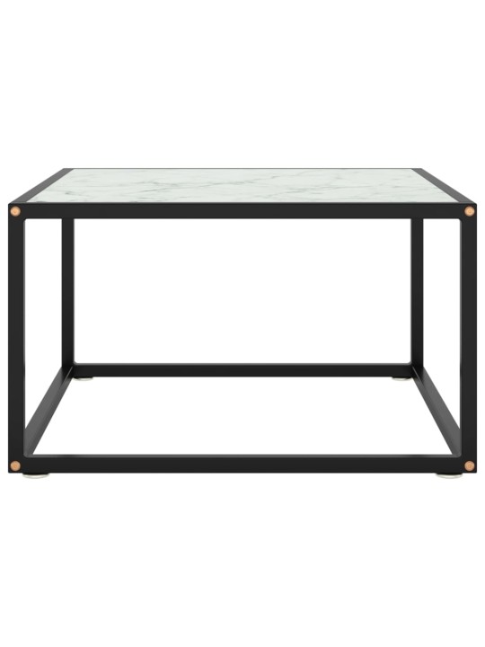 Konferenční stolek černý s bílým mramorovým sklem 60x60x35 cm