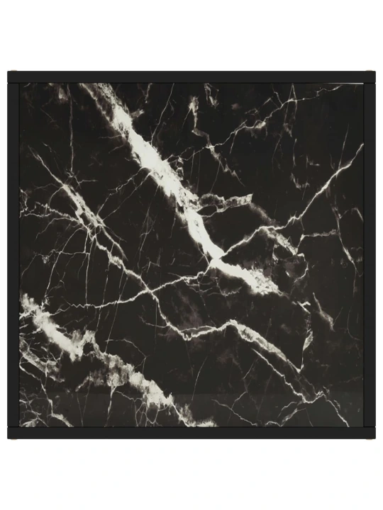 Konferenční stolek černý s černým mramorovým sklem 60x60x35 cm