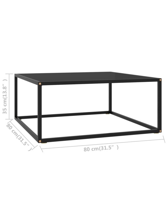 Konferenční stolek černý s černým sklem 80 x 80 x 35 cm