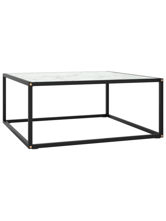 Konferenční stolek černý s bílým mramorovým sklem 80x80x35 cm