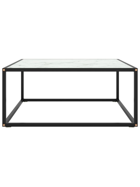 Konferenční stolek černý s bílým mramorovým sklem 80x80x35 cm