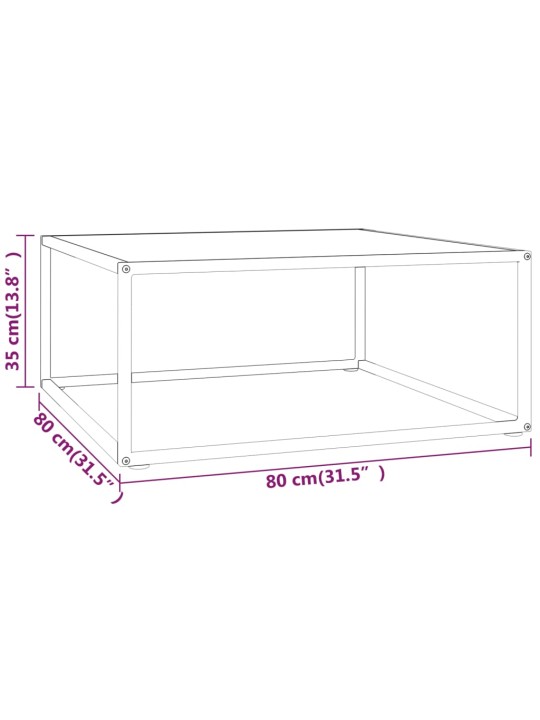 Konferenční stolek černý s bílým mramorovým sklem 80x80x35 cm