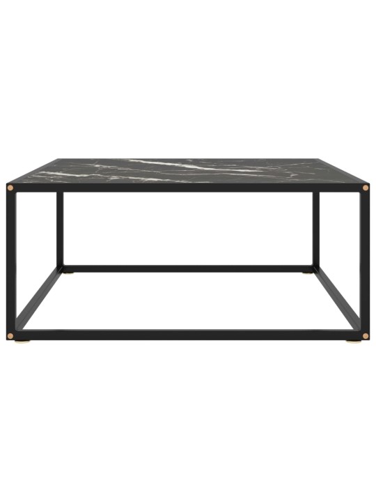 Konferenční stolek černý s černým mramorovým sklem 80x80x35 cm