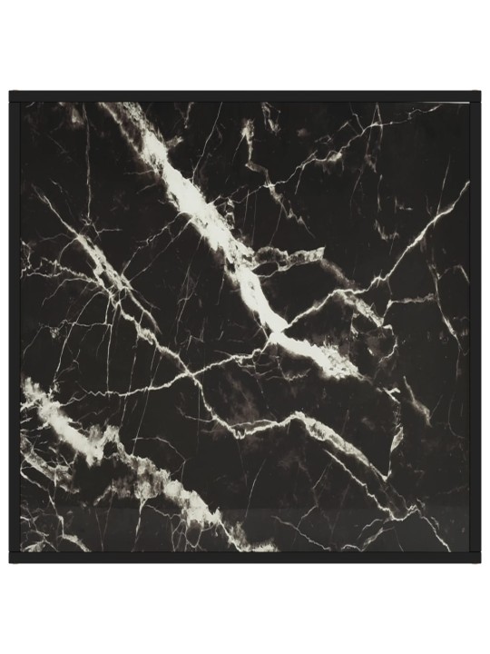 Konferenční stolek černý s černým mramorovým sklem 80x80x35 cm