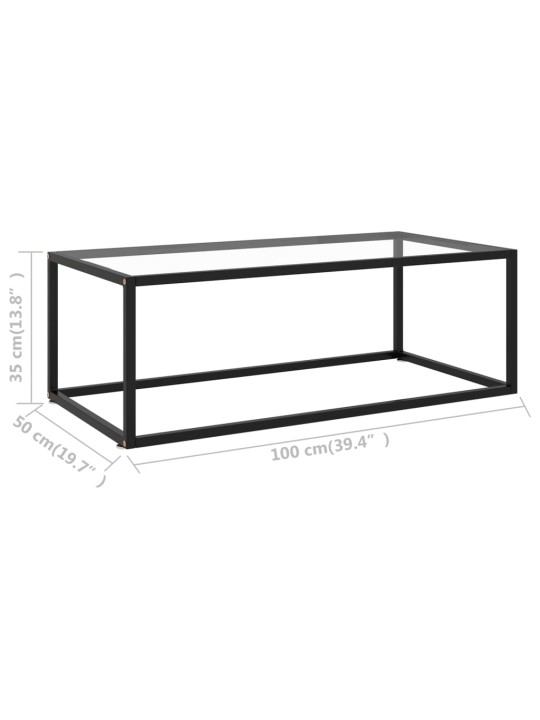 Konferenční stolek černý s tvrzeným sklem 100 x 50 x 35 cm