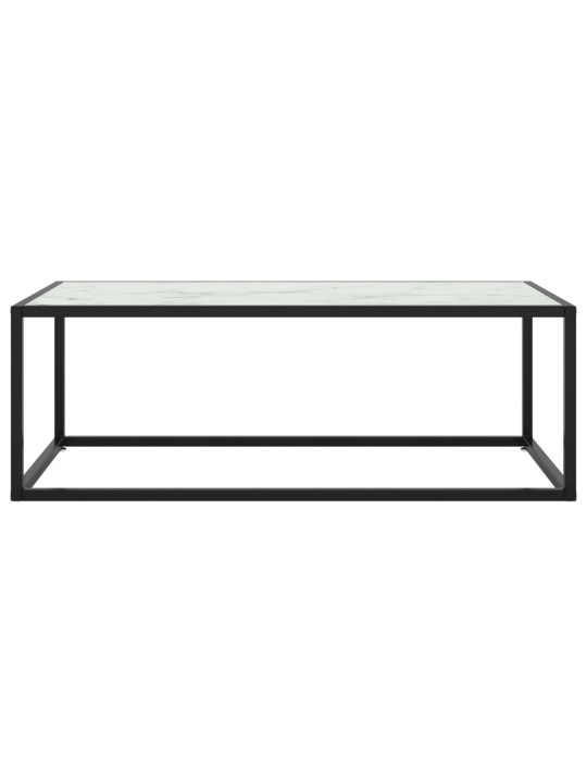 Konferenční stolek černý s bílým mramorovým sklem 100x50x35 cm