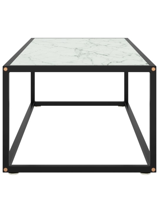 Konferenční stolek černý s bílým mramorovým sklem 100x50x35 cm