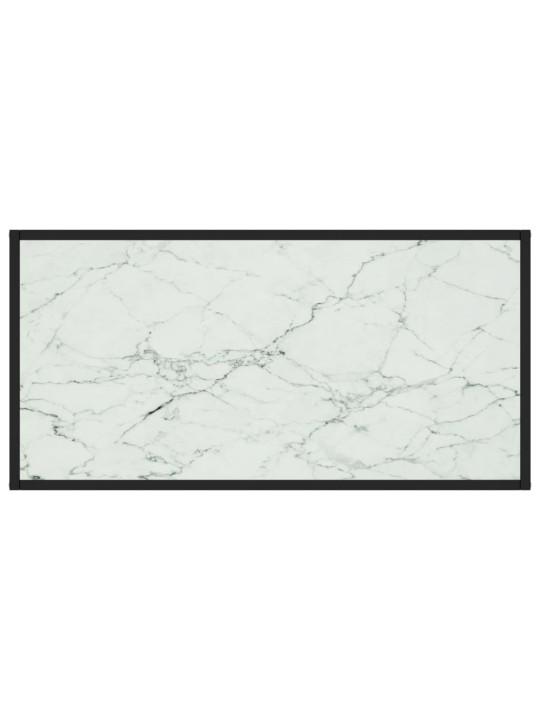 Konferenční stolek černý s bílým mramorovým sklem 100x50x35 cm