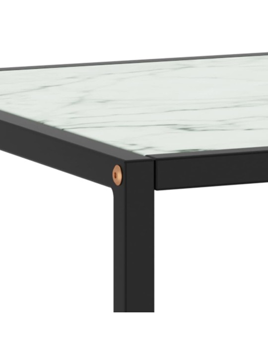 Konferenční stolek černý s bílým mramorovým sklem 100x50x35 cm