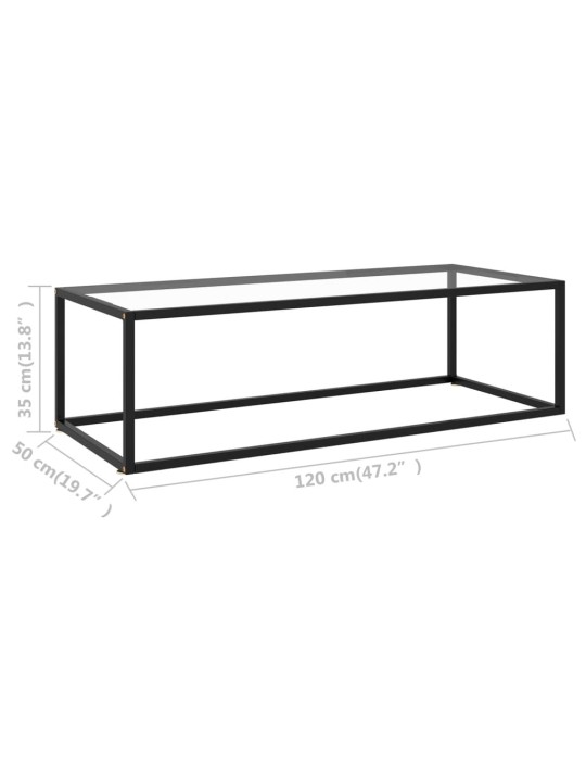 Konferenční stolek černý s tvrzeným sklem 120 x 50 x 35 cm