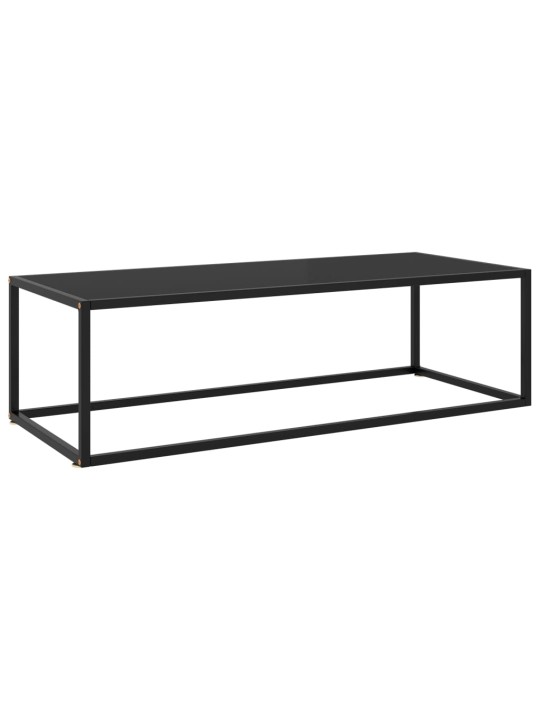 Konferenční stolek černý s černým sklem 120 x 50 x 35 cm