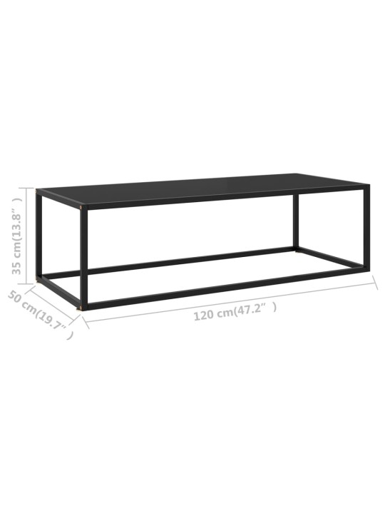Konferenční stolek černý s černým sklem 120 x 50 x 35 cm