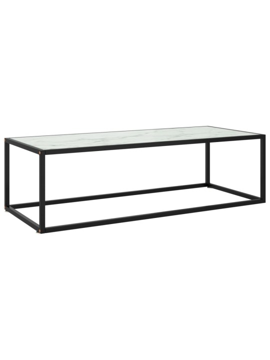 Konferenční stolek černý s bílým mramorovým sklem 120x50x35 cm