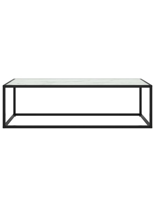Konferenční stolek černý s bílým mramorovým sklem 120x50x35 cm