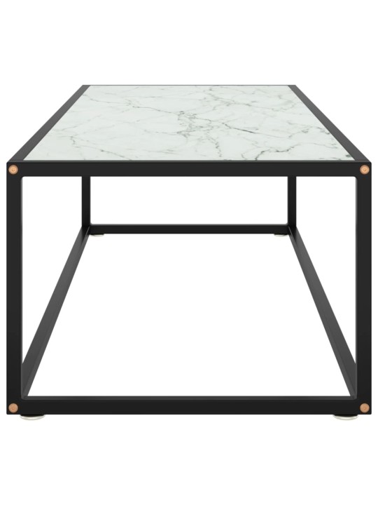 Konferenční stolek černý s bílým mramorovým sklem 120x50x35 cm